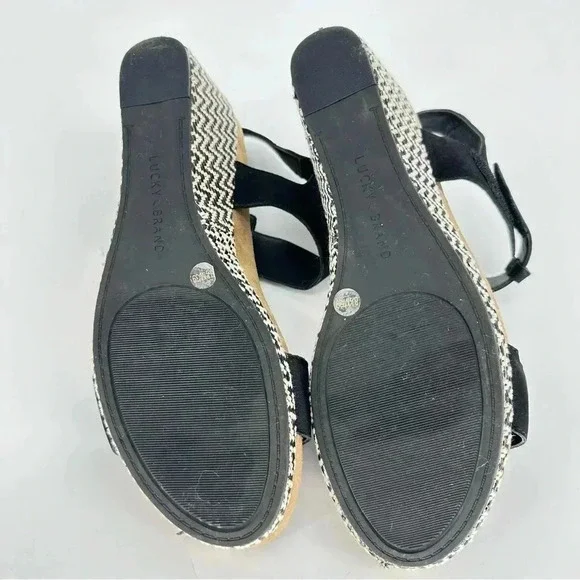 Lucky Brand Kollia Leather Platform Wedge Sandal Black - Picture 5 of 8